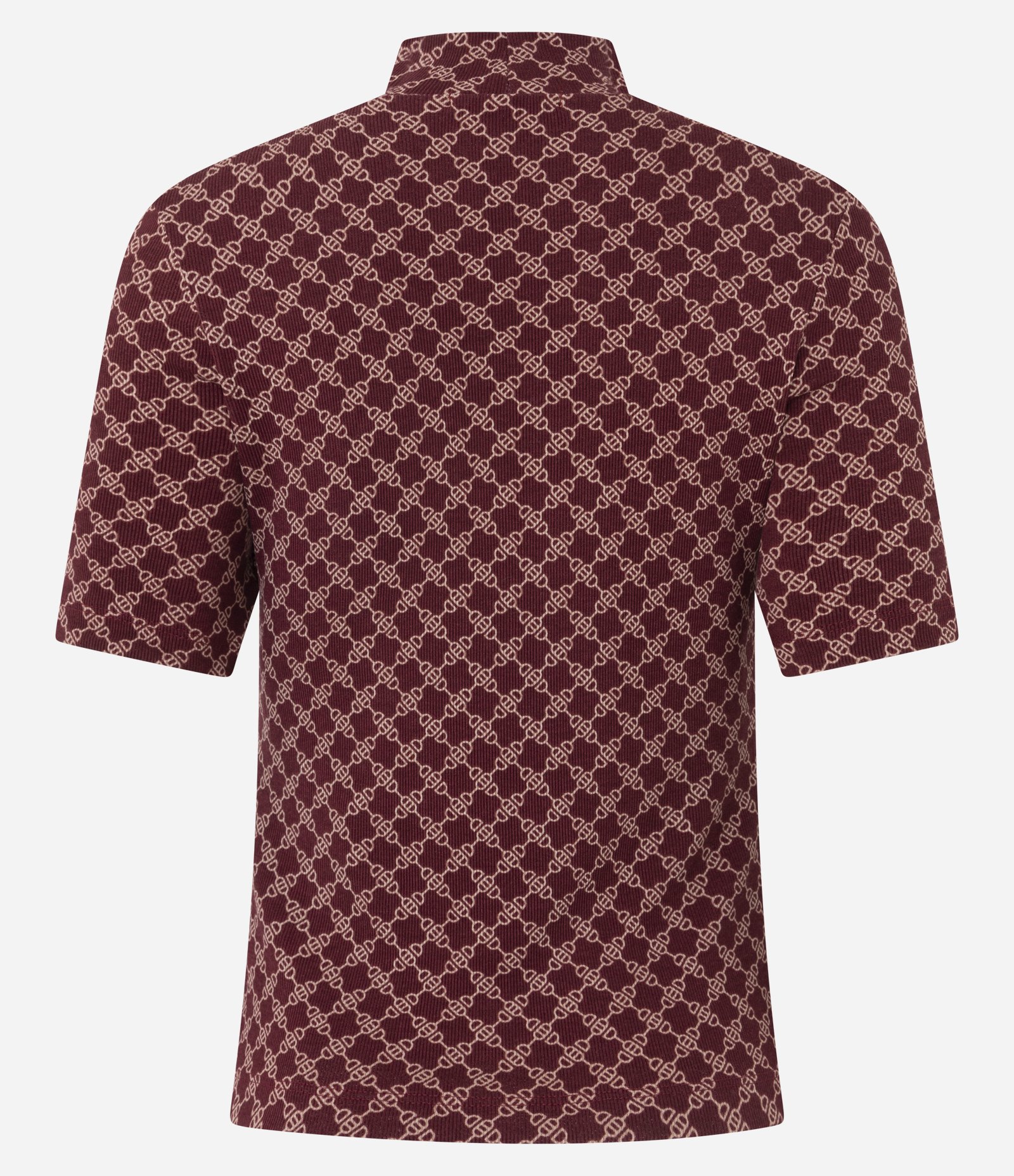 Blusa em Ribana com Golinha Alta e Estampa de Elos Vermelho 6