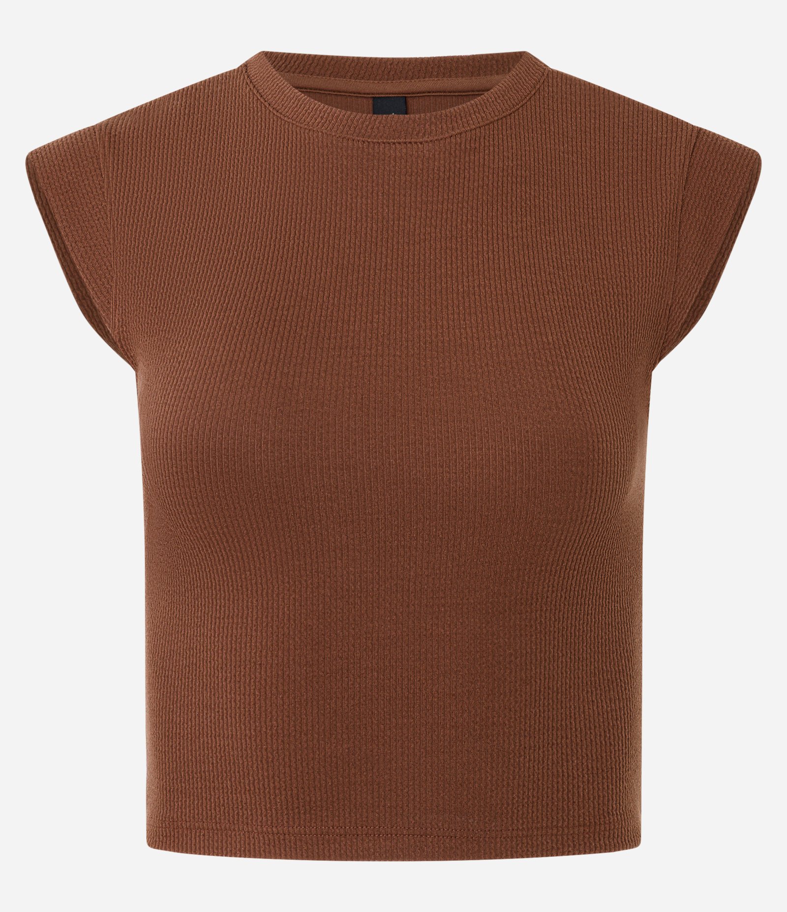 Blusa Canelada com Cava Diferenciada Marrom Claro 1