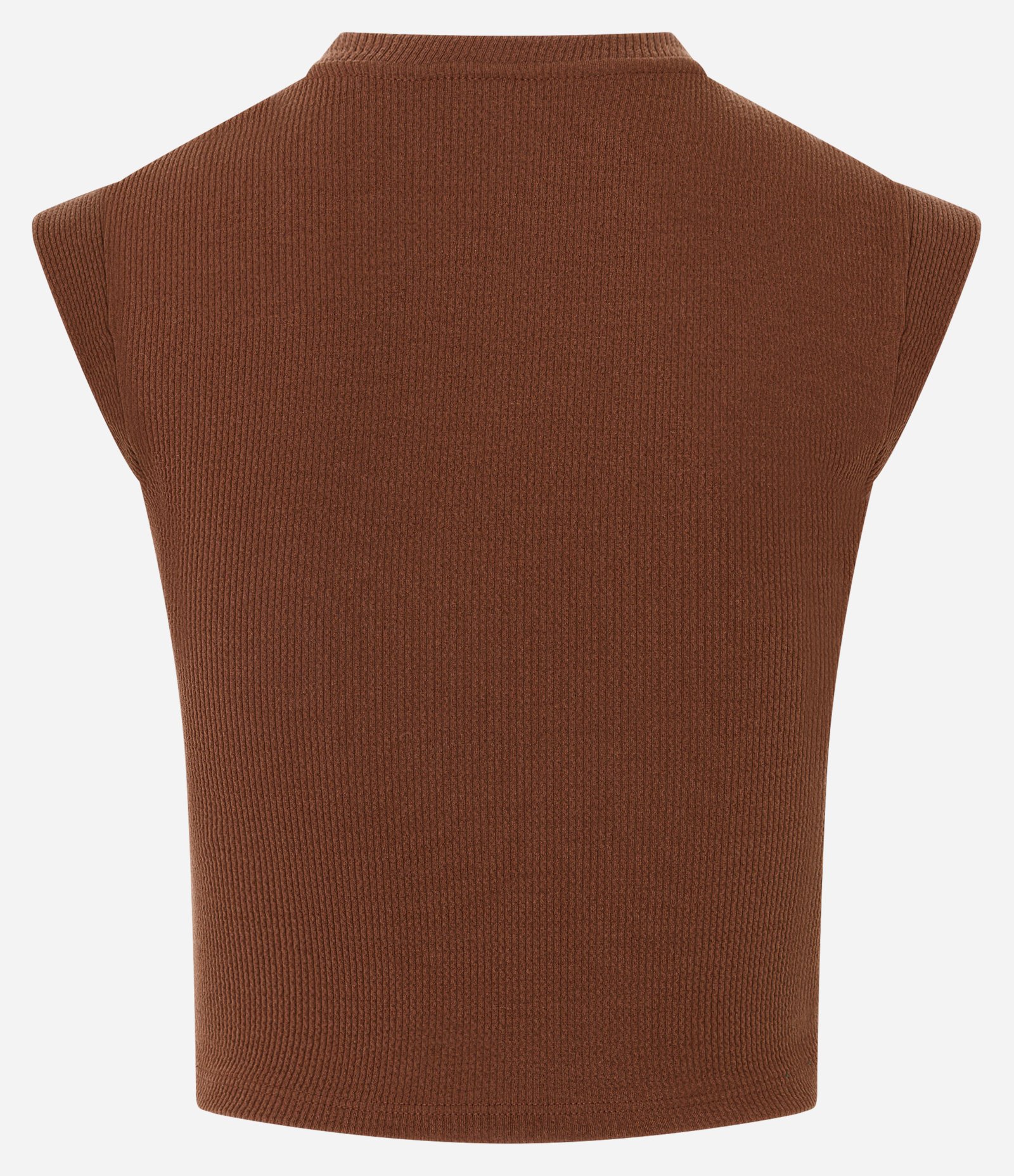 Blusa Canelada com Cava Diferenciada Marrom Claro 3