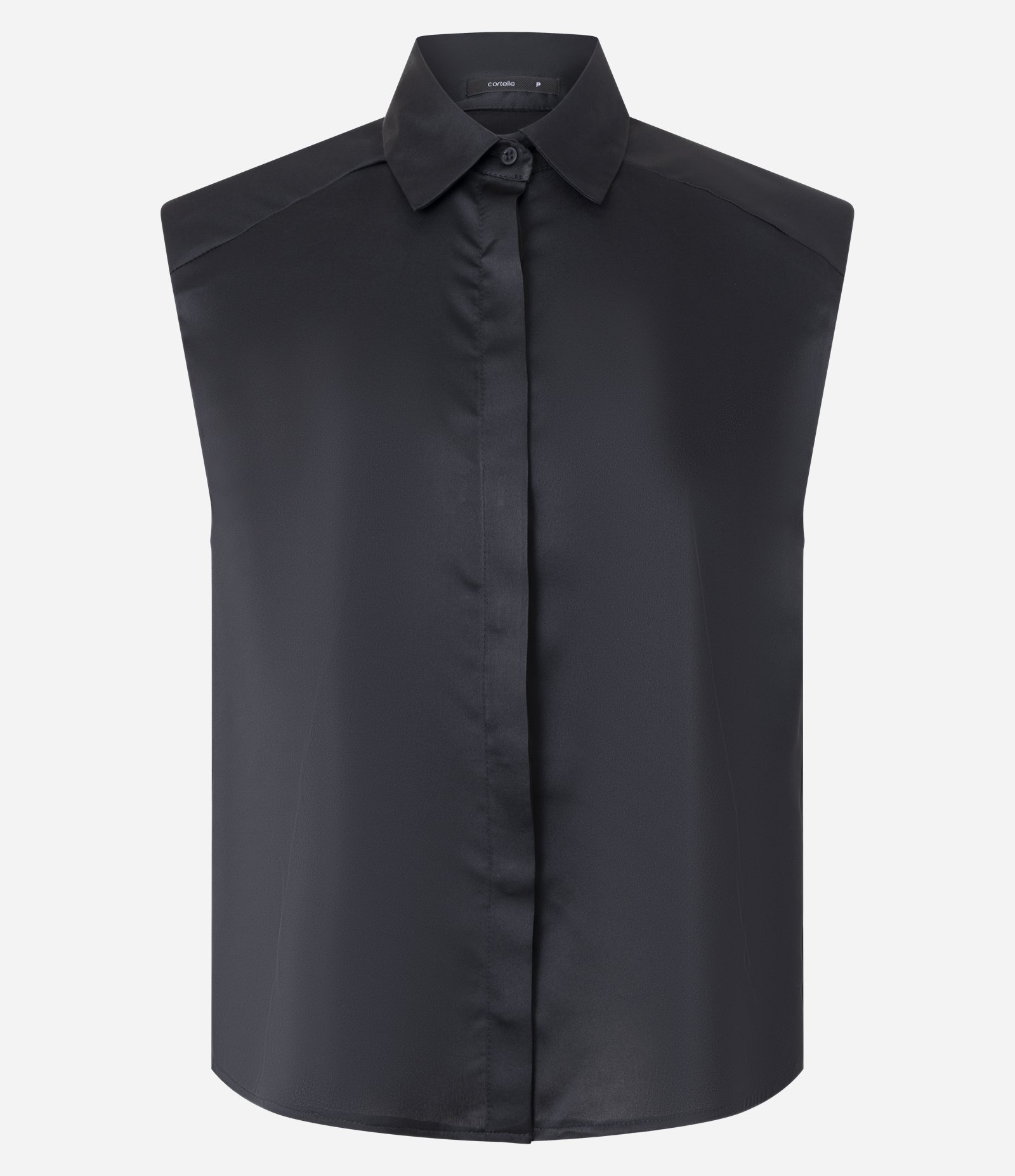 Camisa Acetinada com Ombreiras Preto 5