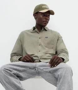 Camisa Boxy Manga Longa Lisa em Cânhamo