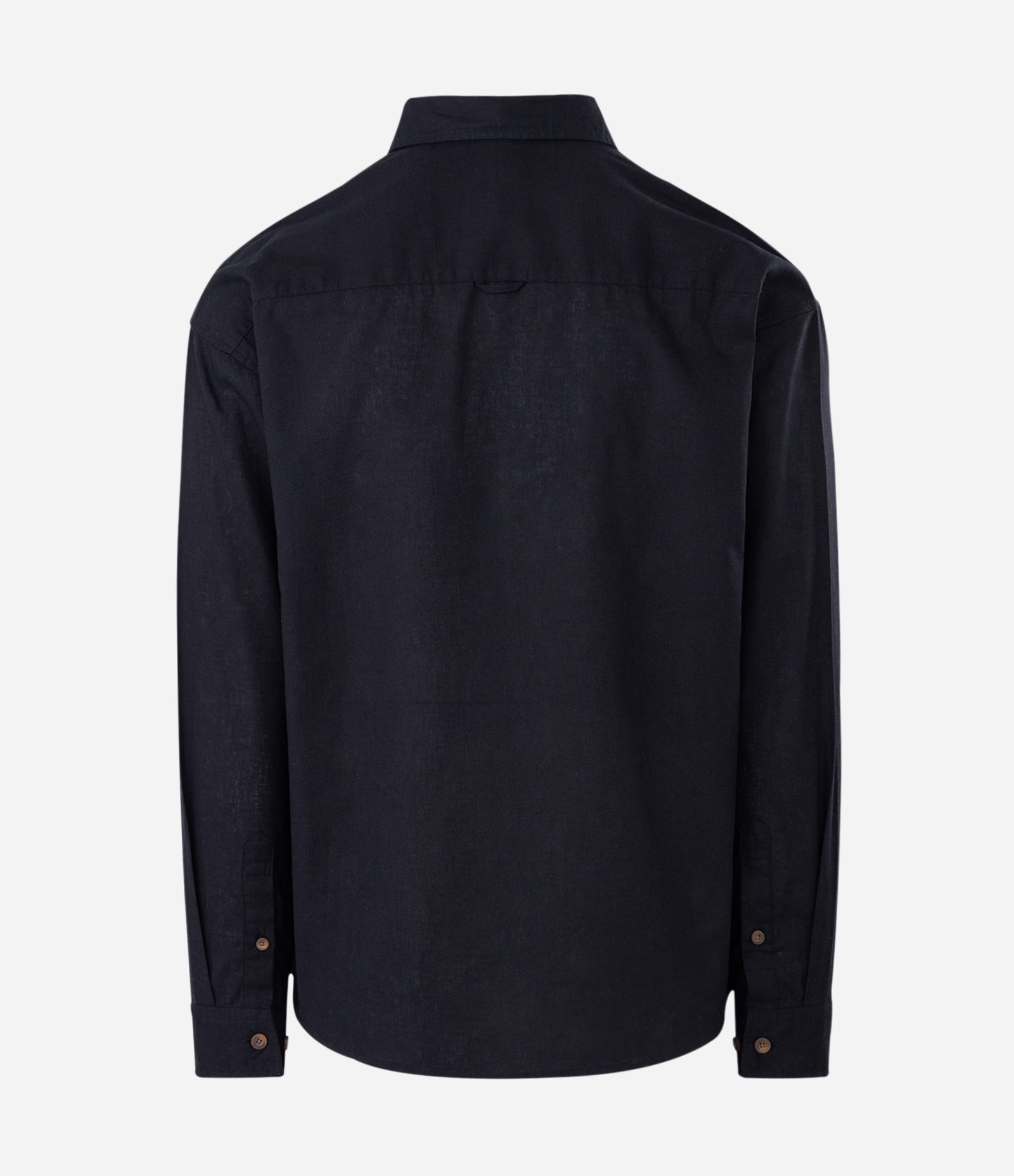 Camisa Boxy Manga Longa Lisa em Cânhamo Preto 5