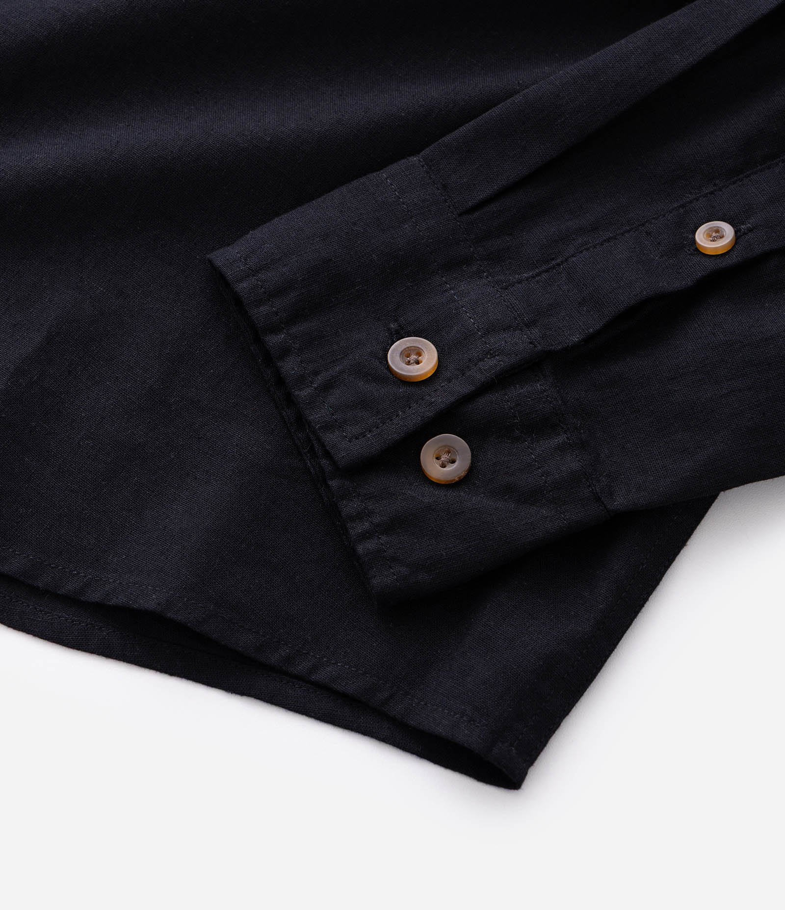 Camisa Boxy Manga Longa Lisa em Cânhamo Preto 7