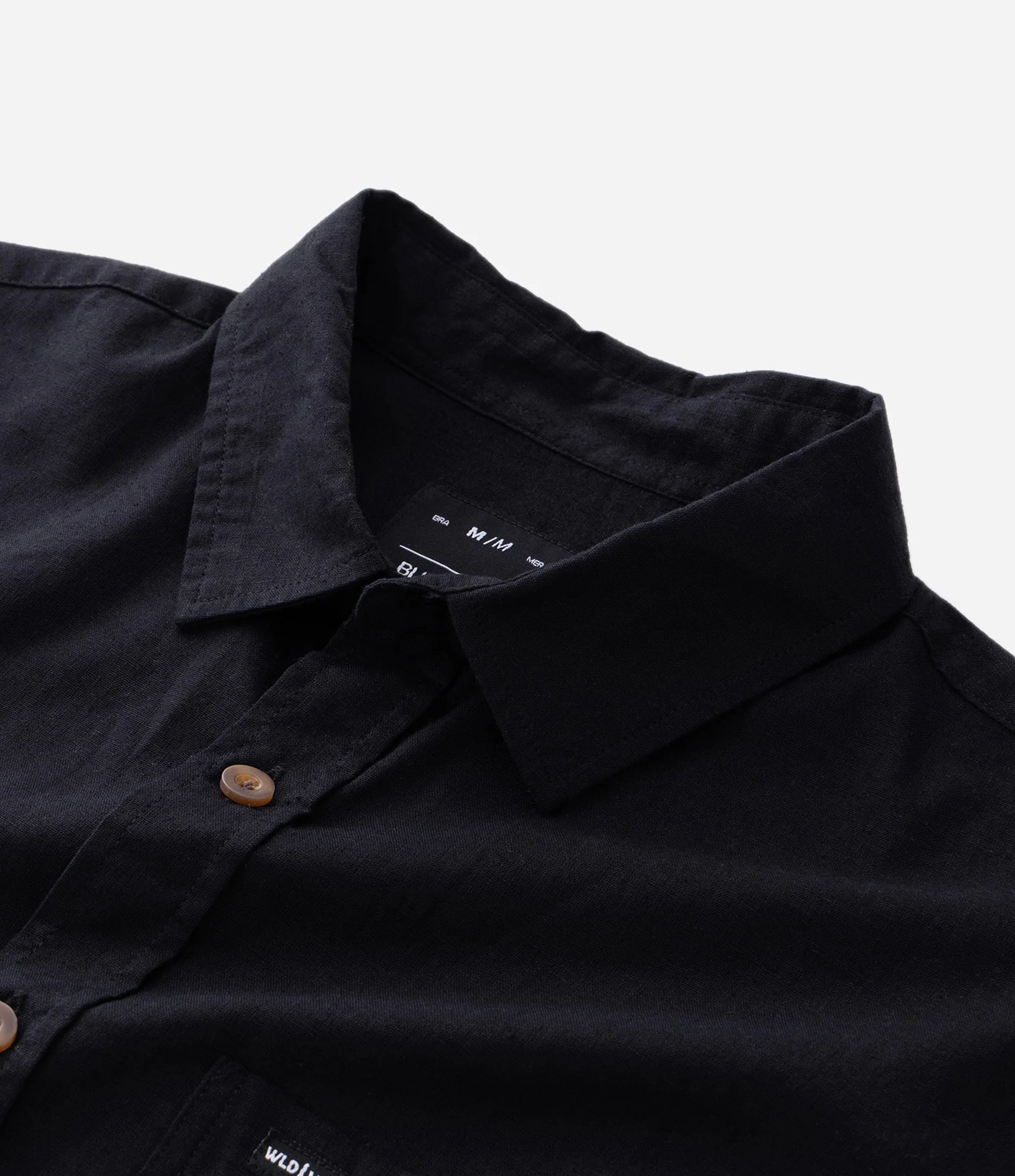 Camisa Boxy Manga Longa Lisa em Cânhamo Preto 8