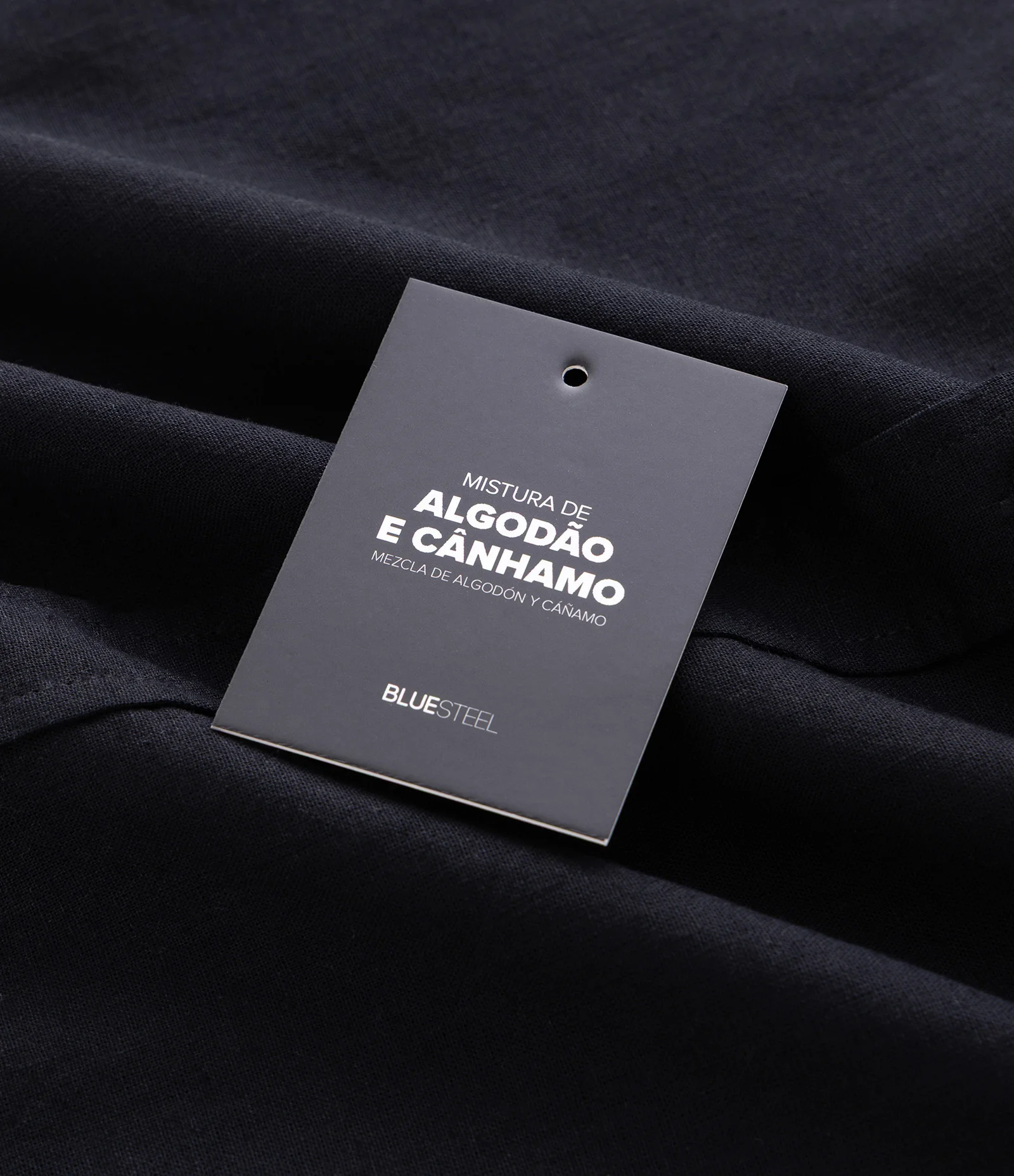 Camisa Boxy Manga Longa Lisa em Cânhamo Preto 9