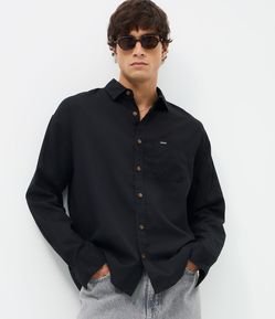 Camisa Boxy Manga Longa Lisa em Cânhamo