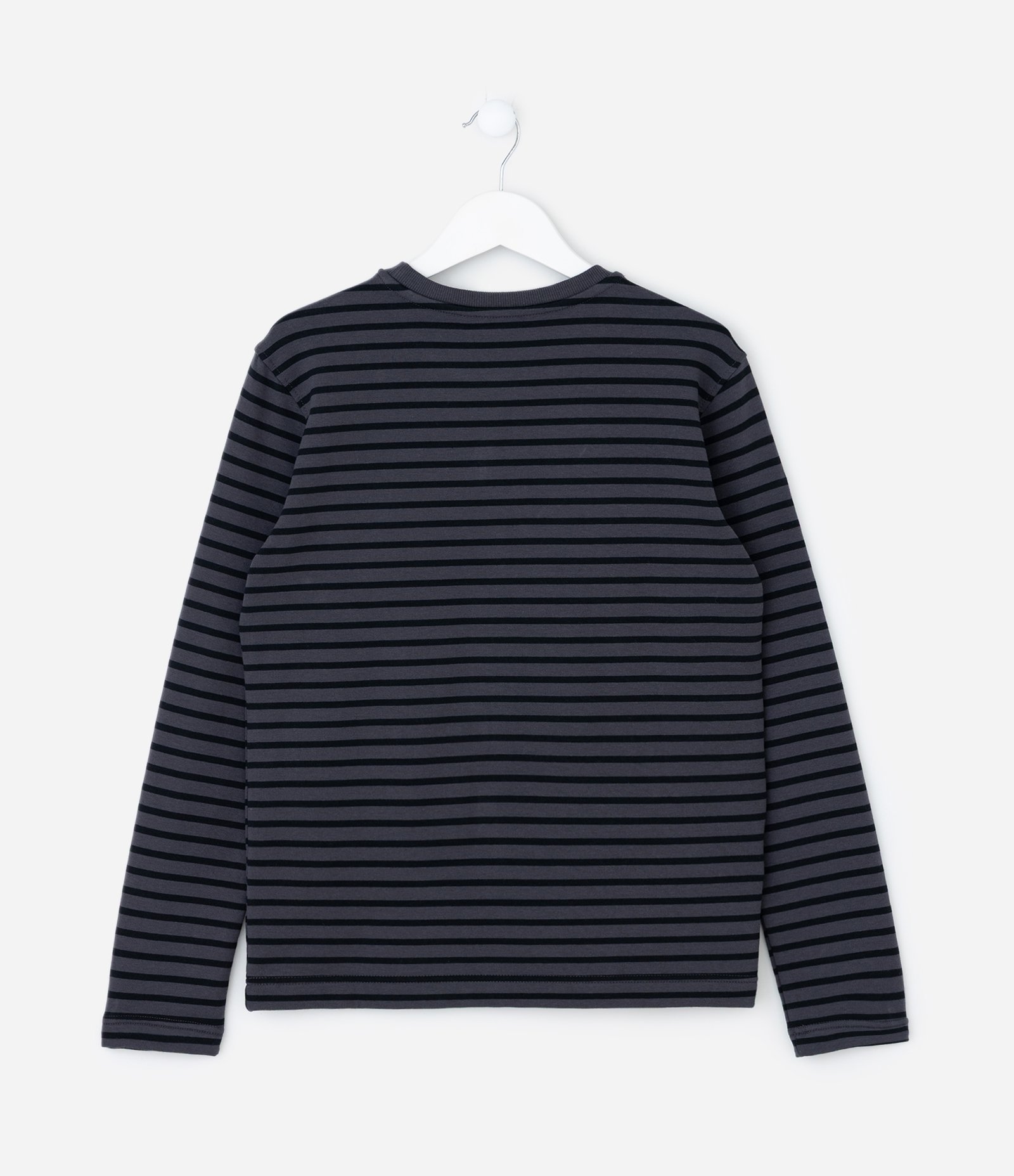 Camiseta Infantil Listrada Manga Longa em Moletinho – Tam 5 a 14 Anos Preto 2