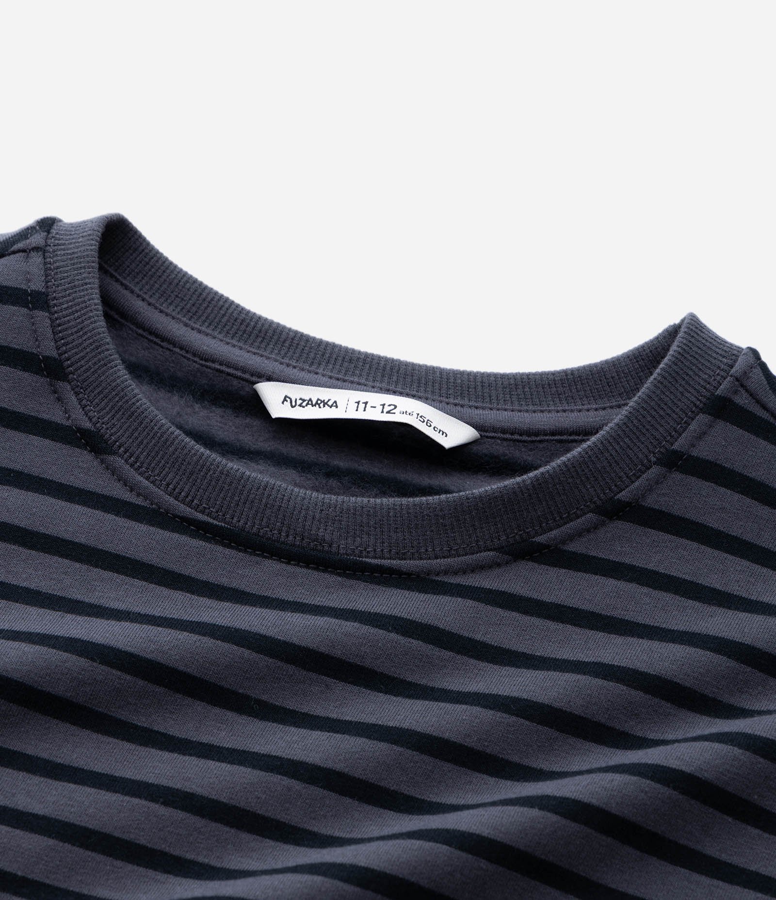 Camiseta Infantil Listrada Manga Longa em Moletinho – Tam 5 a 14 Anos Preto 3