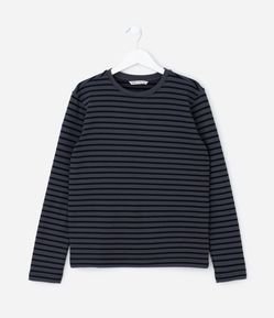 Camiseta Infantil Listrada Manga Longa em Moletinho – Tam 5 a 14 Anos