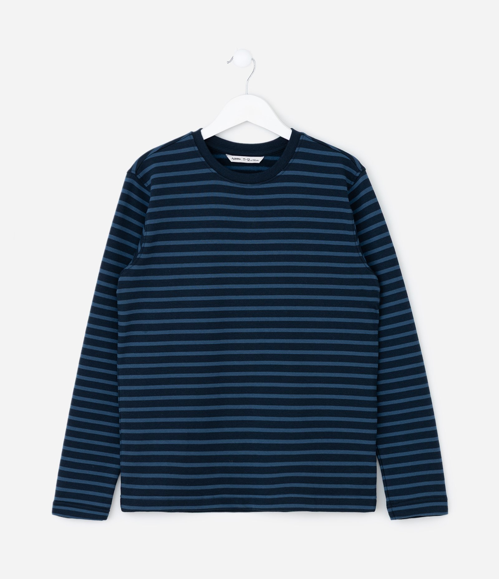 Camiseta Infantil Listrada Manga Longa em Moletinho – Tam 5 a 14 Anos Azul 1