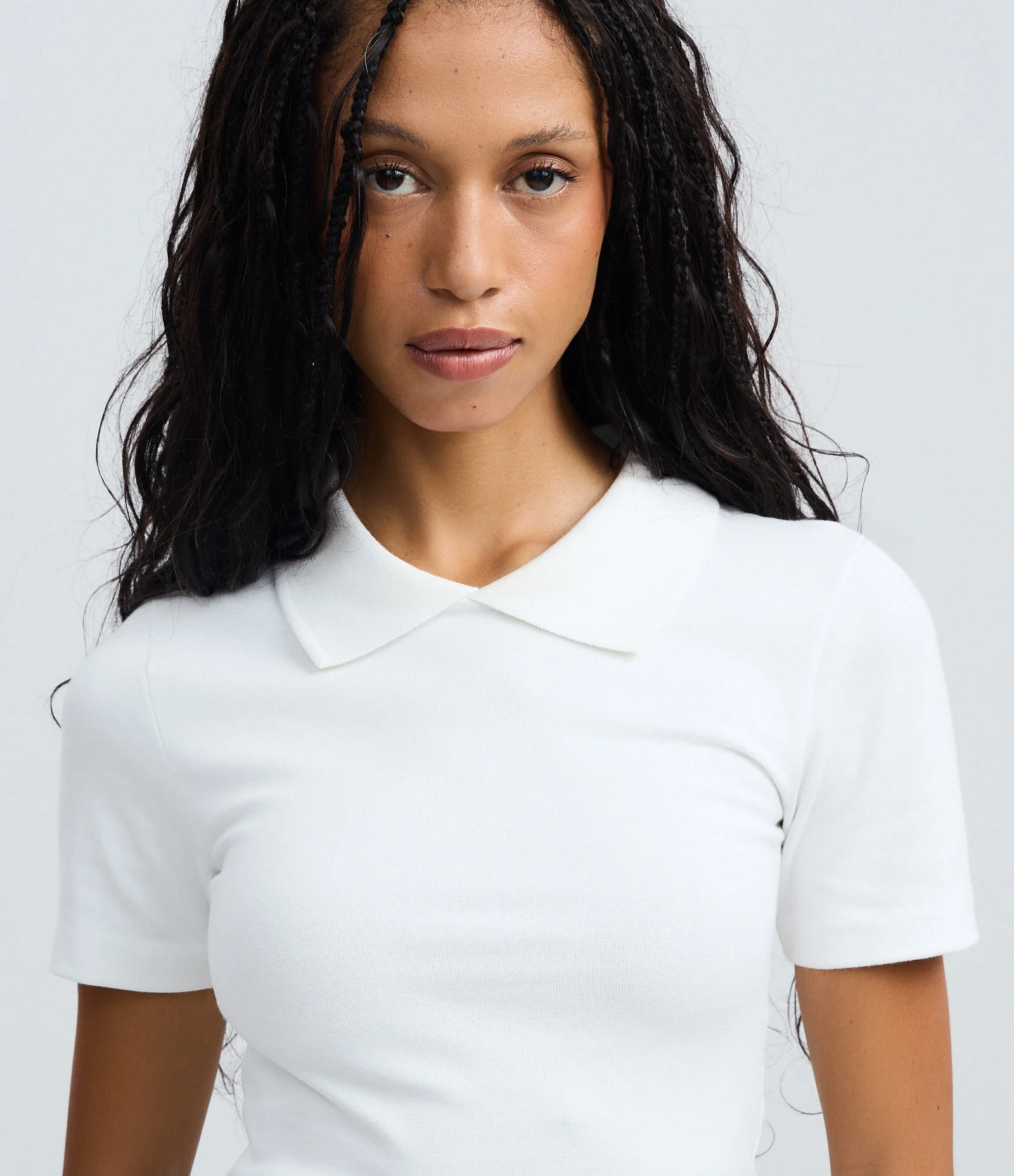Blusa Básica Manga Curta com Gola Polo Branco 3