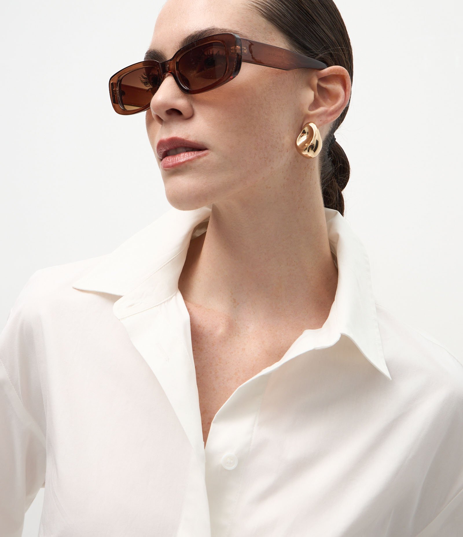 Camisa Peplum em Tricoline com Pregas Frontais Branco 3