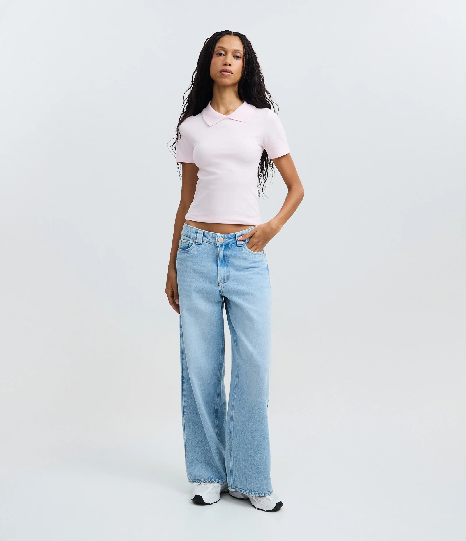 Blusa Básica Manga Curta com Gola Polo Rosa 2