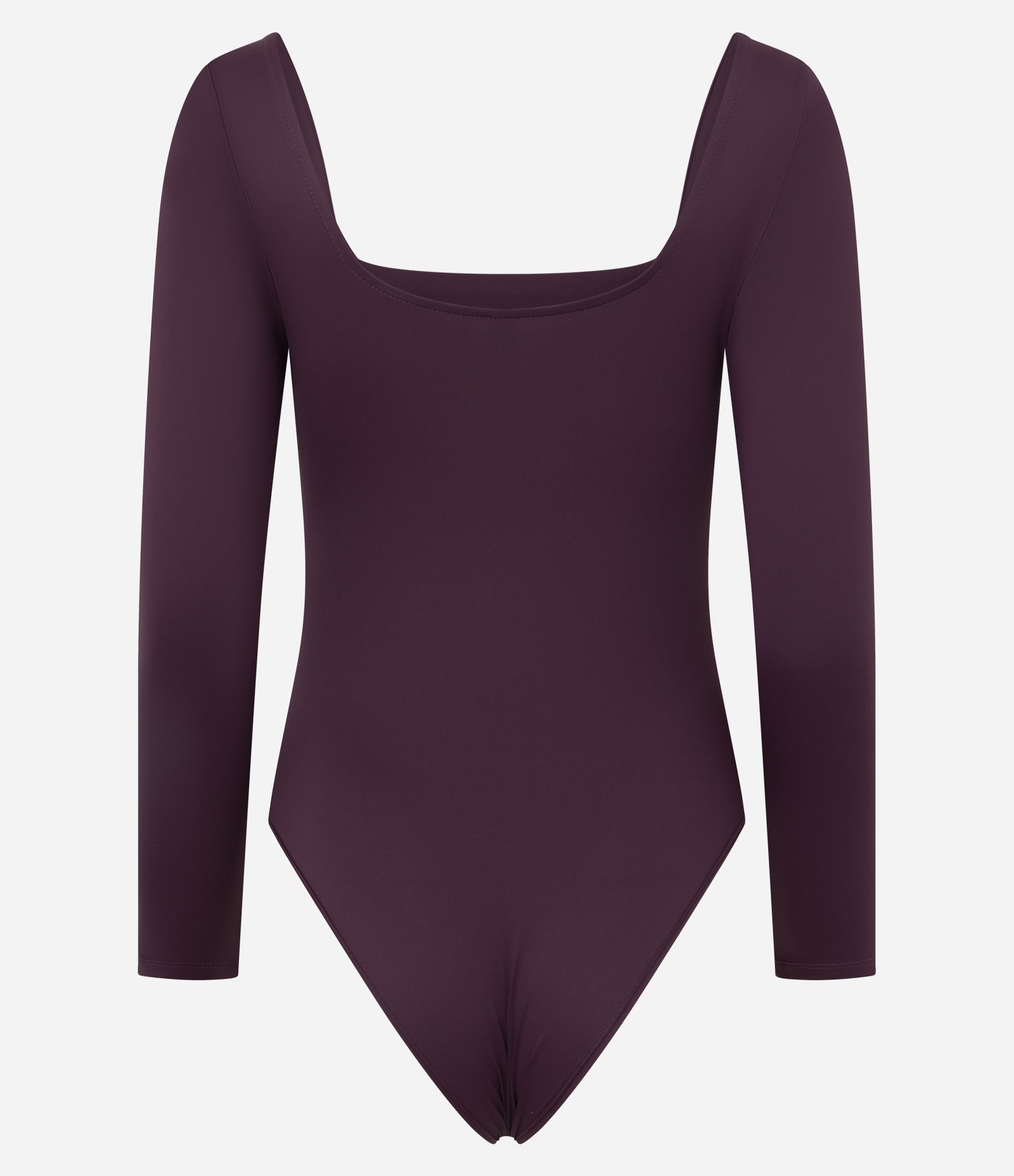 Body Manga Longa em Microfibra com Decote Quadrado Bordô 5