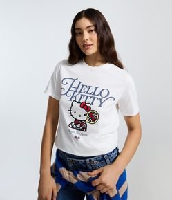 Camiseta Alongada em Algodão com Estampa Hello Kitty