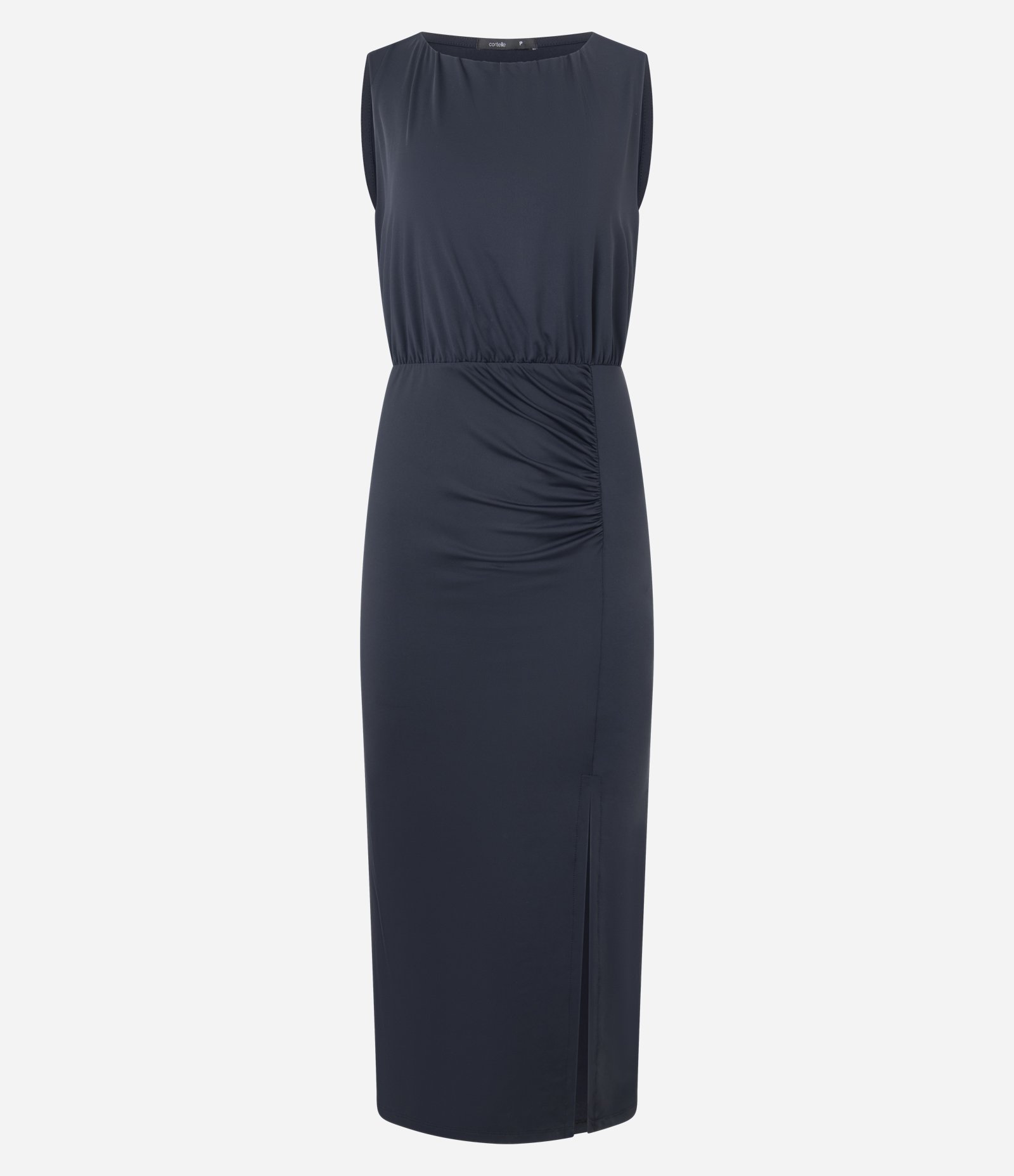 Vestido Longo em Poliamida com Fenda Lateral Preto 5