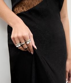 Kit 06 Anéis Metalizados com Aplicação de Pérola