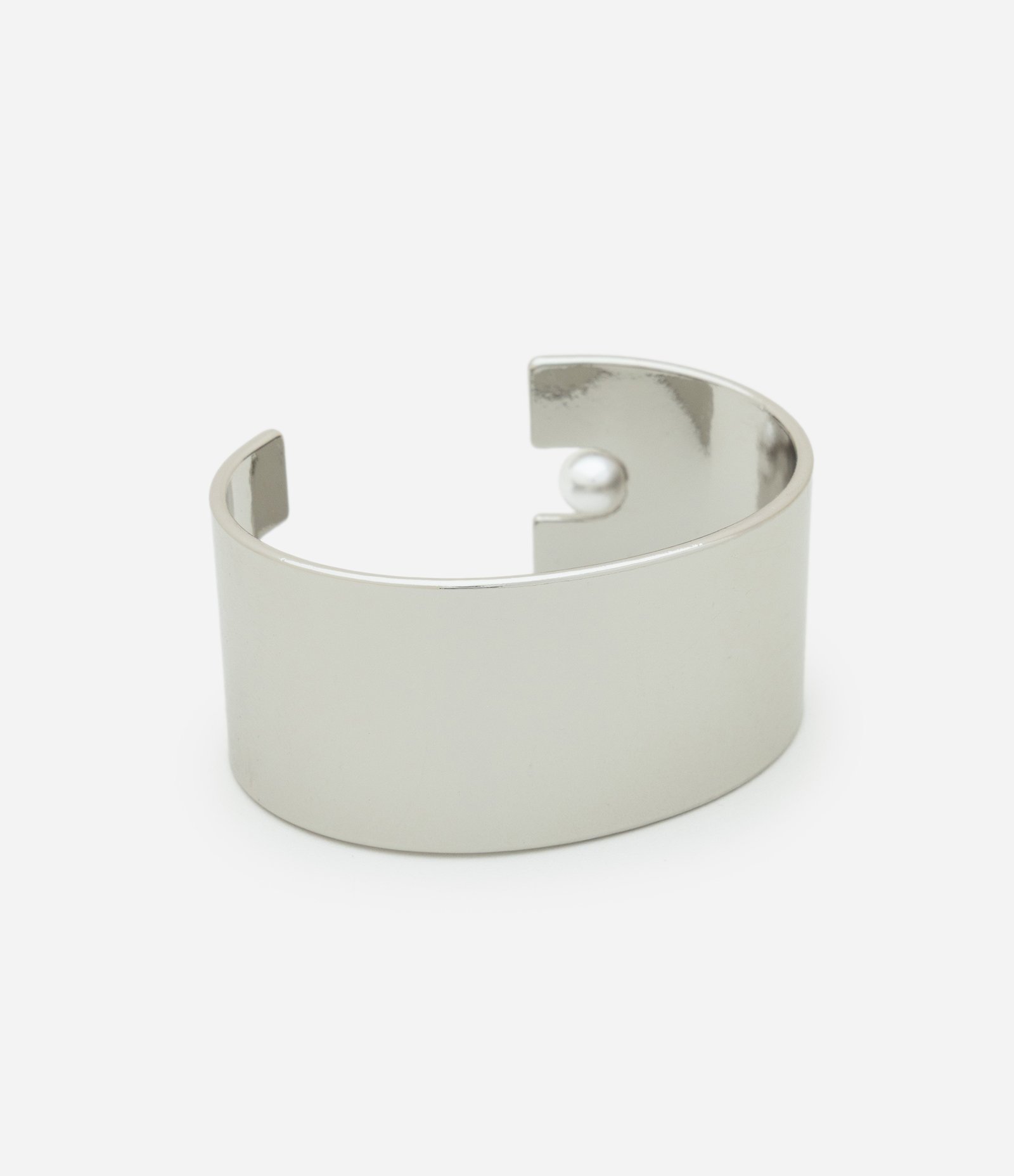 Bracelete Estruturado com Abertura e Detalhe de Pérola Prata 3