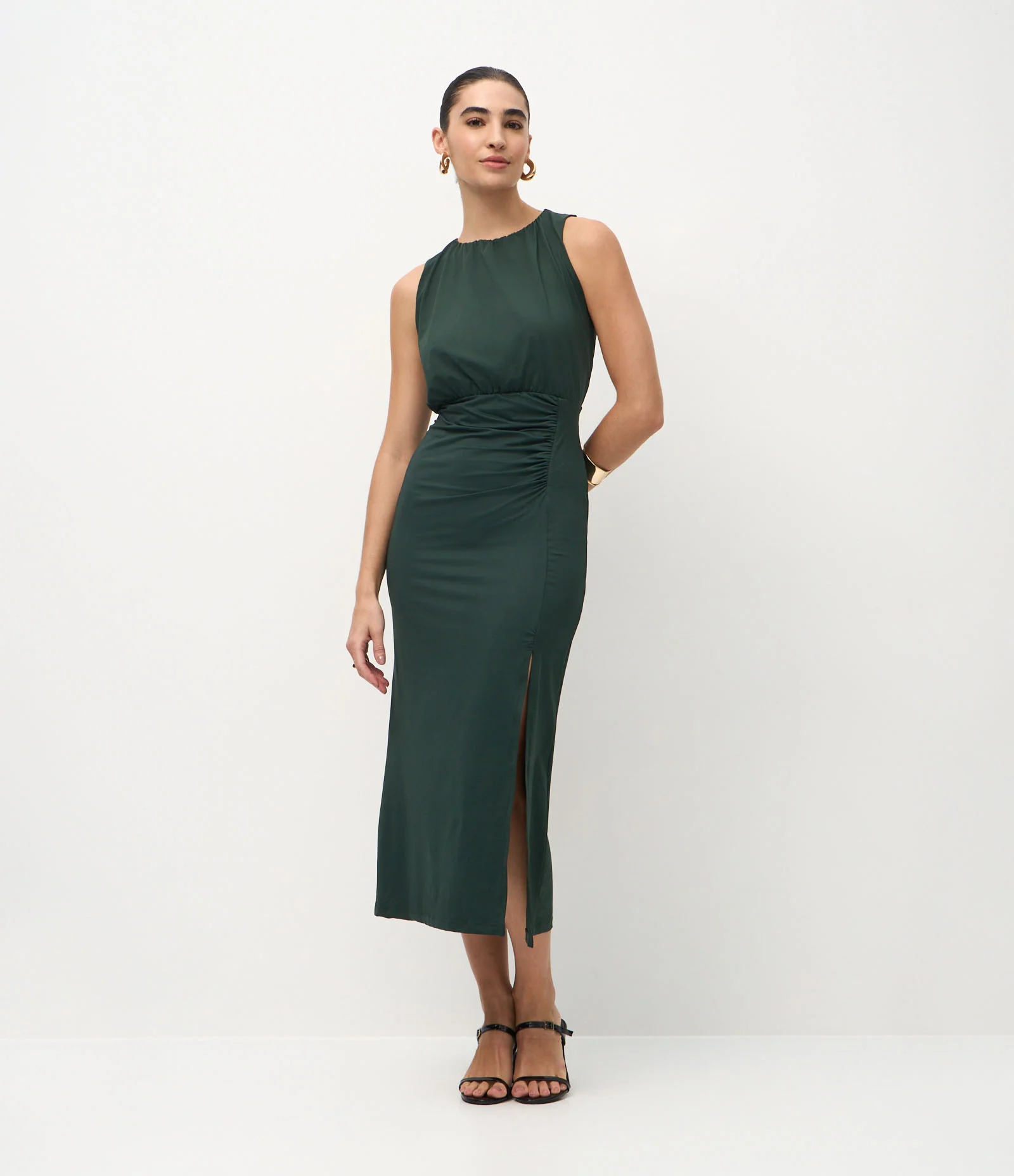 Vestido Longo em Poliamida com Fenda Lateral Verde 2