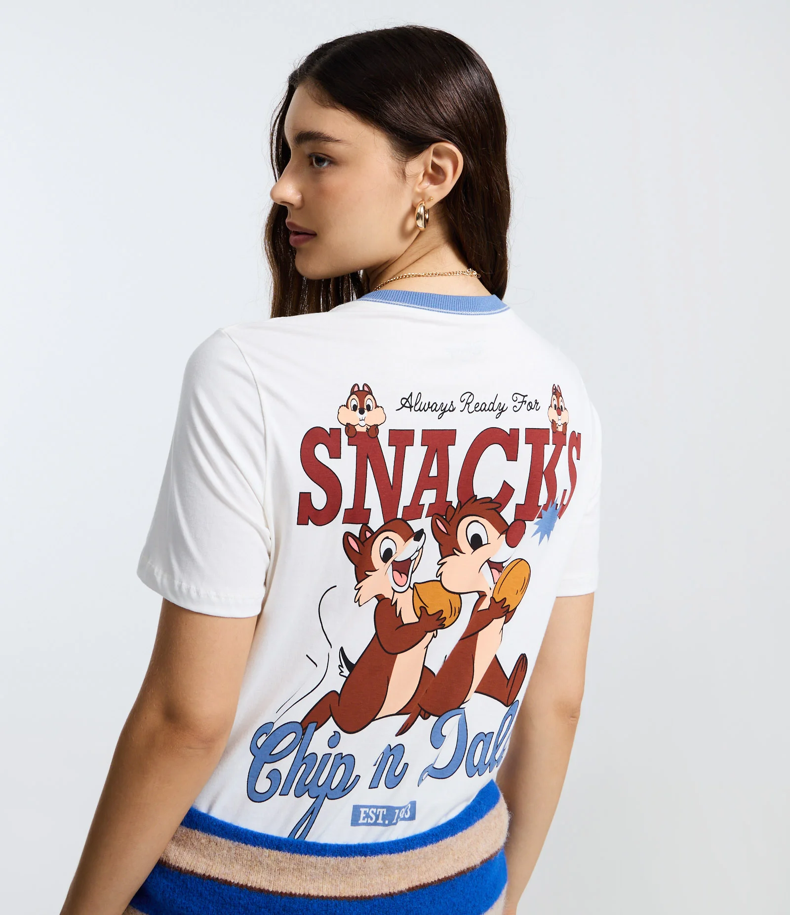 Camiseta em Algodão com Estampa Snacks Tico e Teco Branco 1