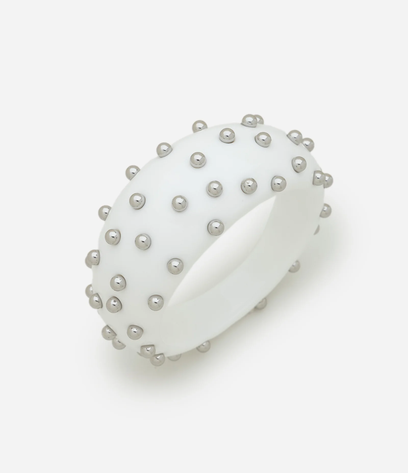 Bracelete Robusto com Aplicação de Esferas Metalizadas Branco 1