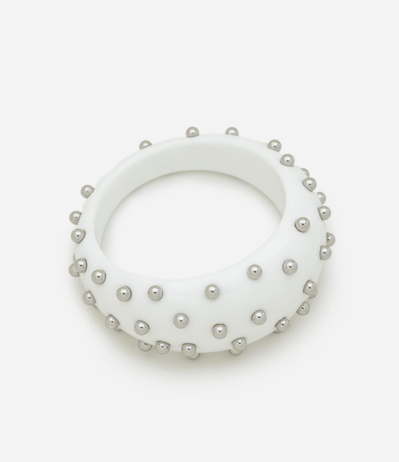 Bracelete Robusto com Aplicação de Esferas Metalizadas Branco 2