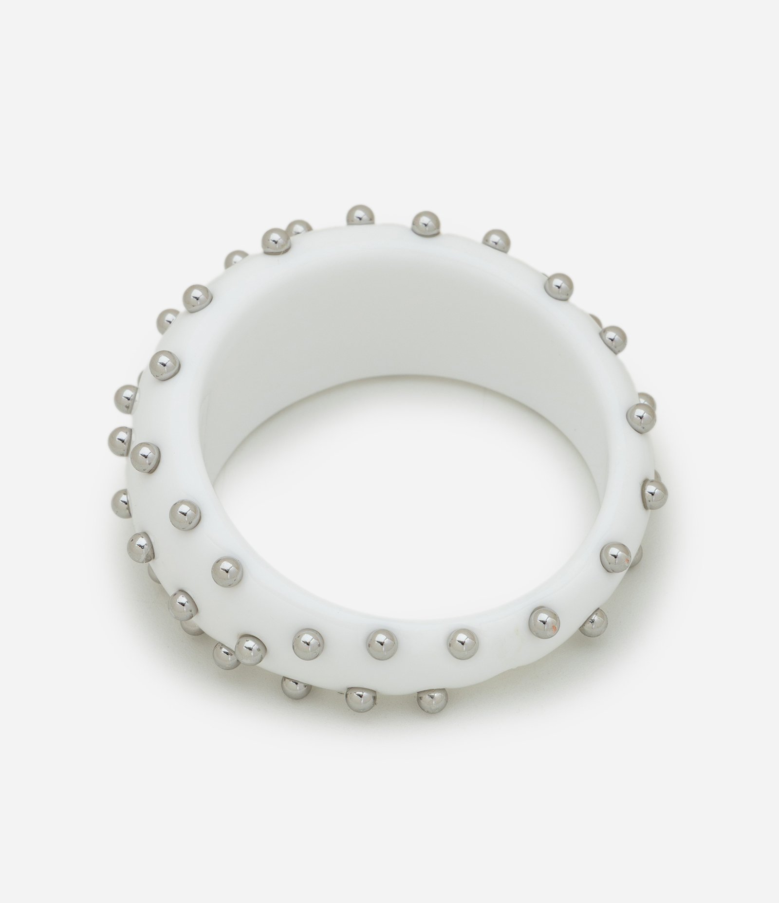 Bracelete Robusto com Aplicação de Esferas Metalizadas Branco 3