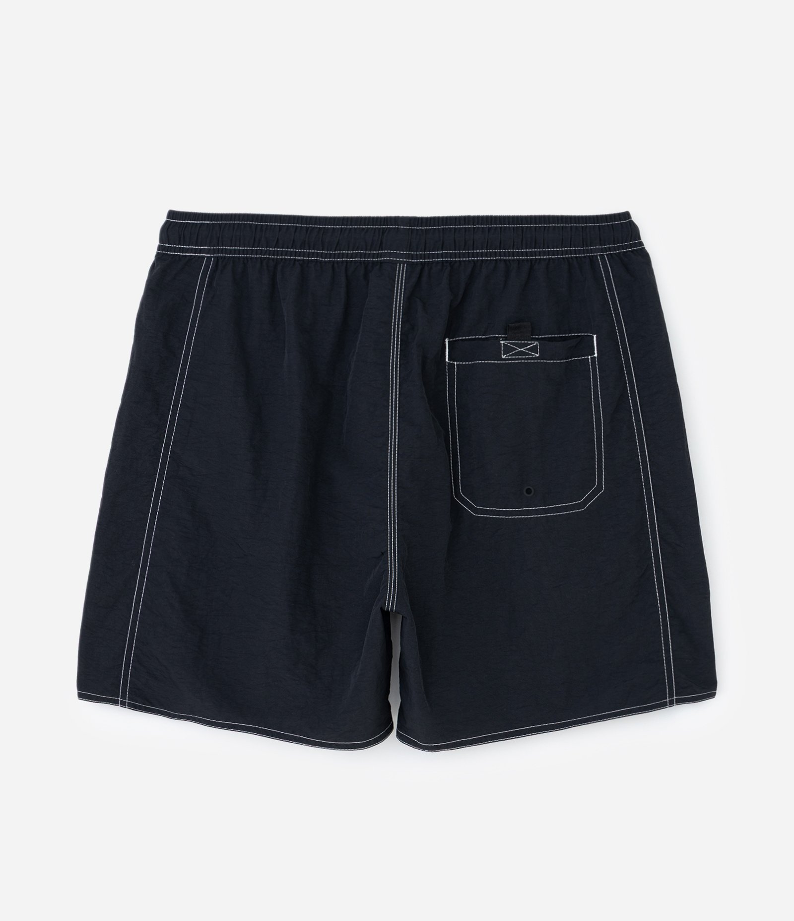 Bermuda em Poliamida de Banho com Bolsos e Bordado Discreto Preto 5