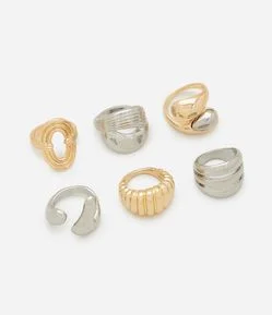 Kit 06 Anéis Robustos com Modelos Variados