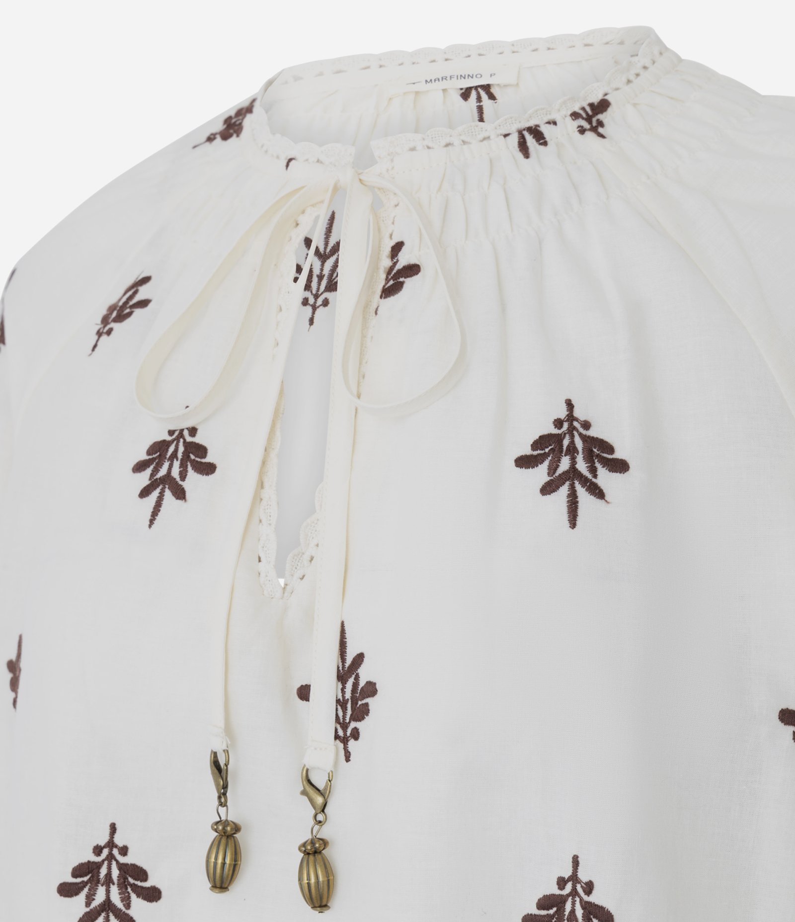 Blusa em Cotton com Bordado e Mangas Bufantes Branco 7