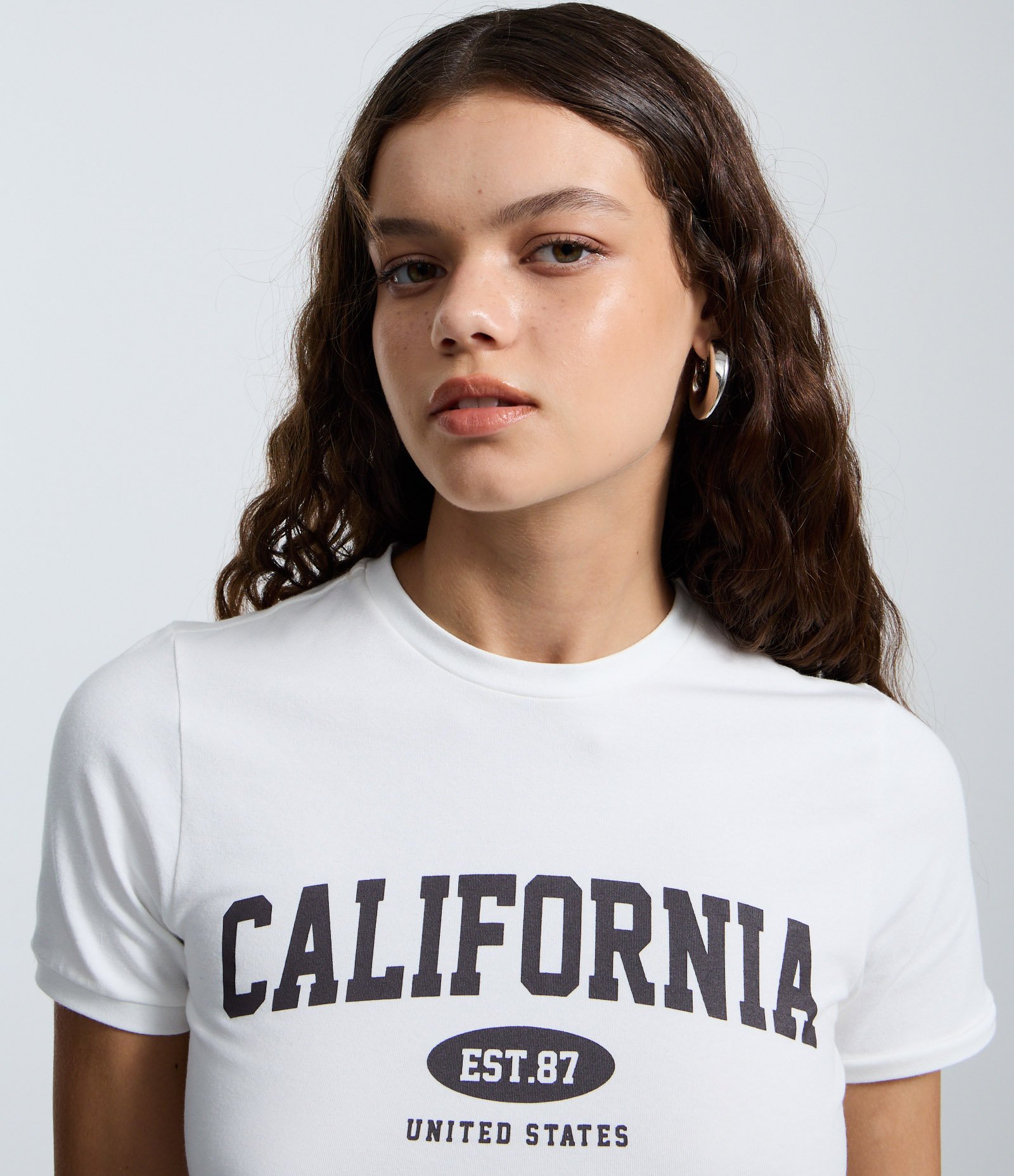 Camiseta New T-Shirt em Algodão com Lettering California Branco 3