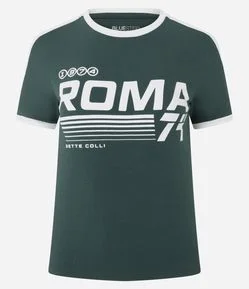 Camiseta em Algodão com Estampa Lettering Roma