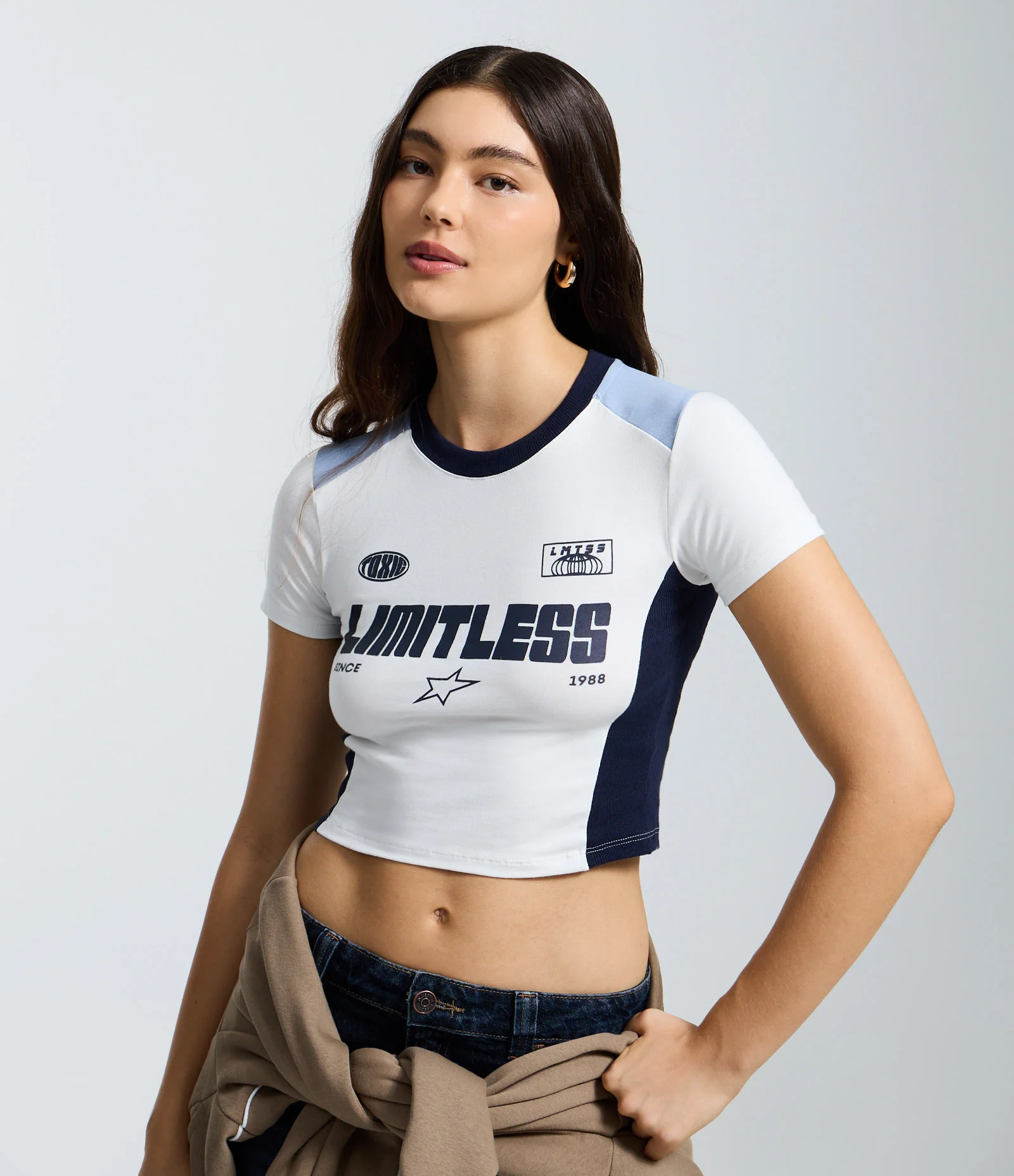 Camiseta New T-Shirt College  em Algodão com Lettering Limitless Branco 1