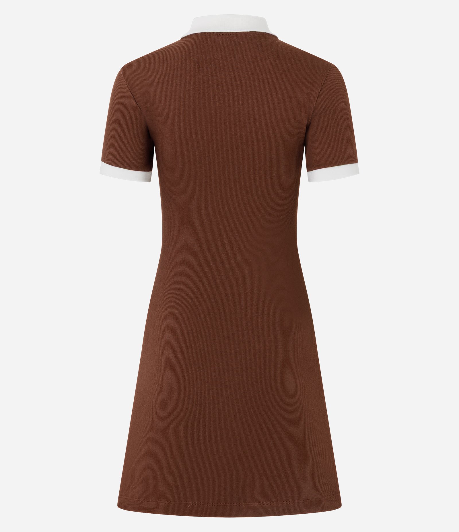 Vestido Curto em Ribana com Gola Polo Marrom 6