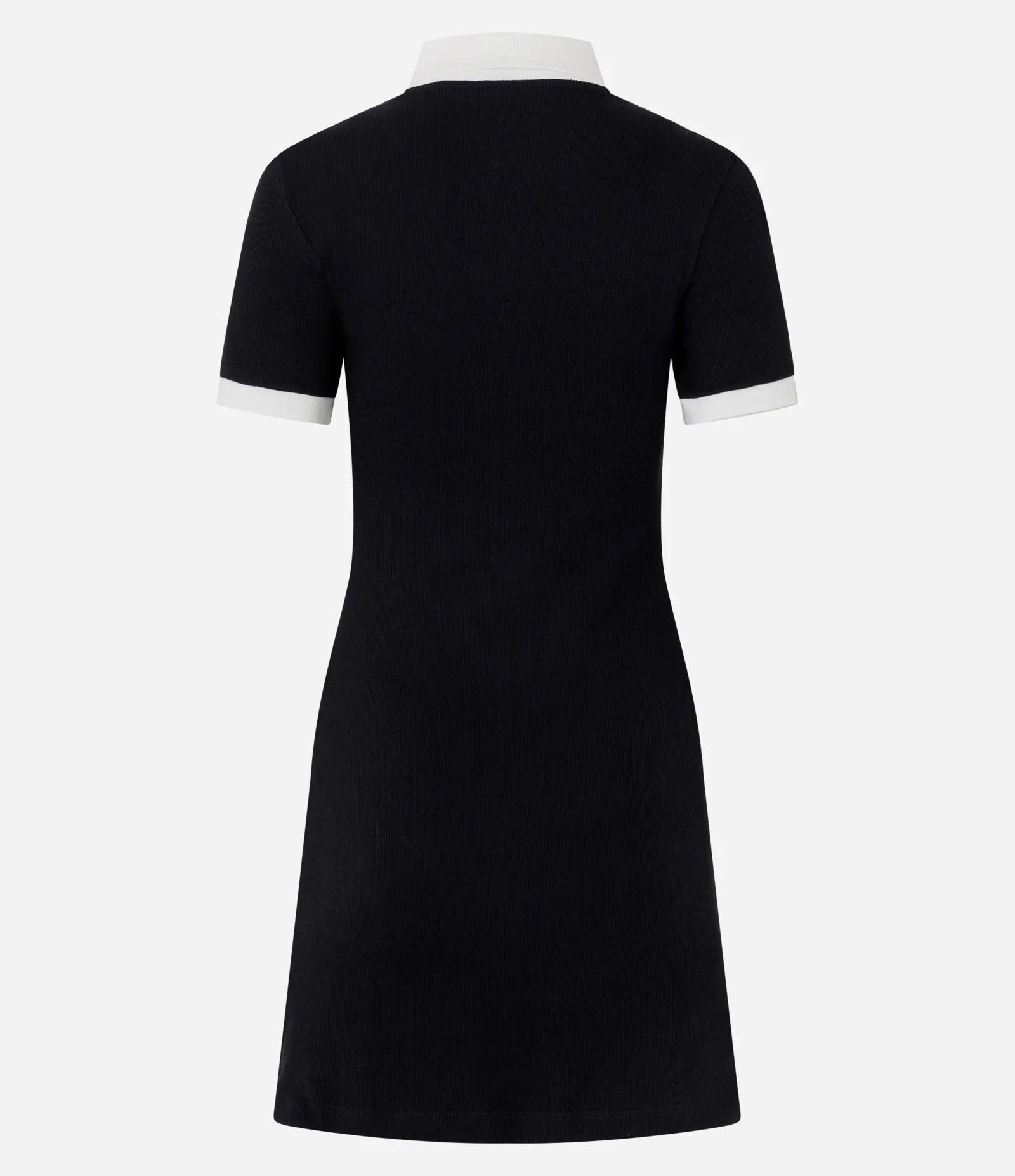 Vestido Curto em Ribana com Gola Polo Preto 6