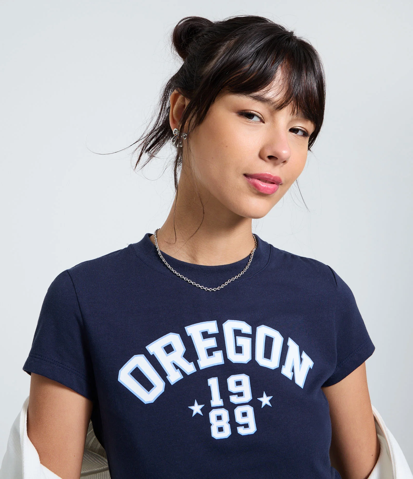 Camiseta Manga Curta em Algodão com Lettering Oregon Azul 1