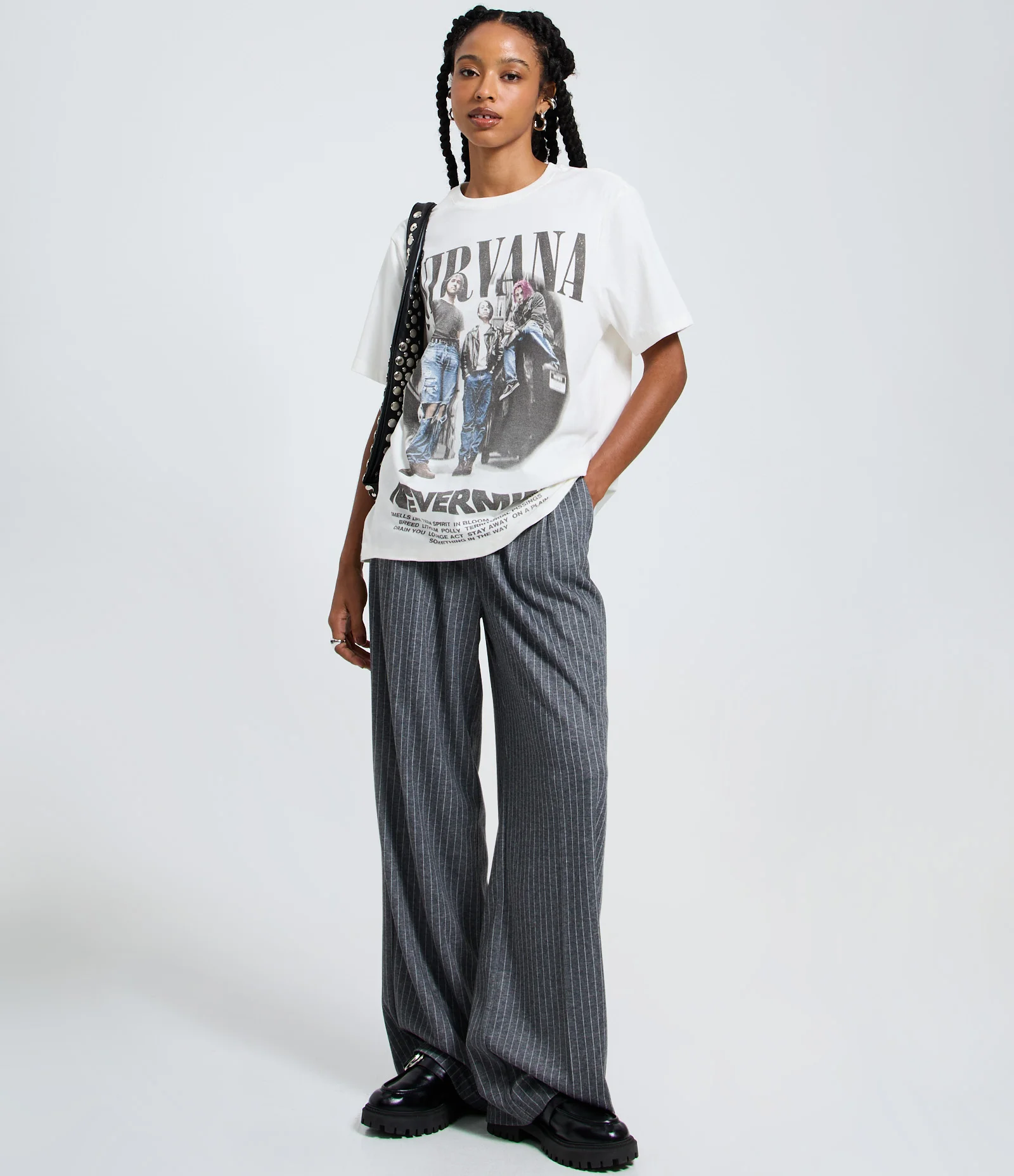 Camiseta em Algodão com Estampa e Lettering Nirvana Branco 2