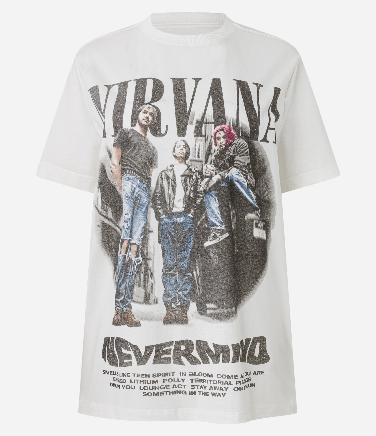 Camiseta em Algodão com Estampa e Lettering Nirvana Branco 4