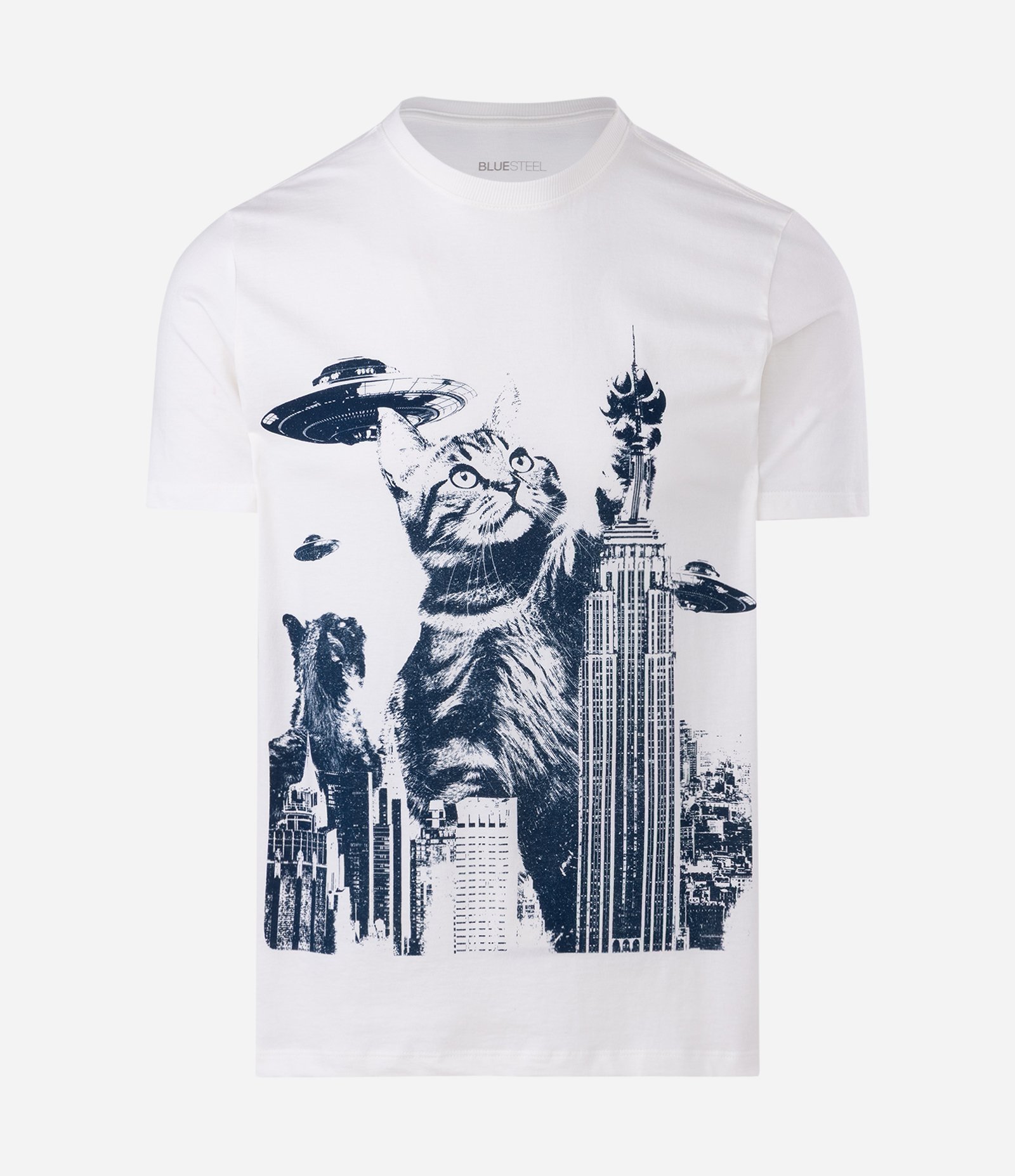 Camiseta em Algodão com Estampa Gatozilla Branco 3