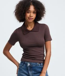 Blusa Básica Manga Curta com Gola Polo