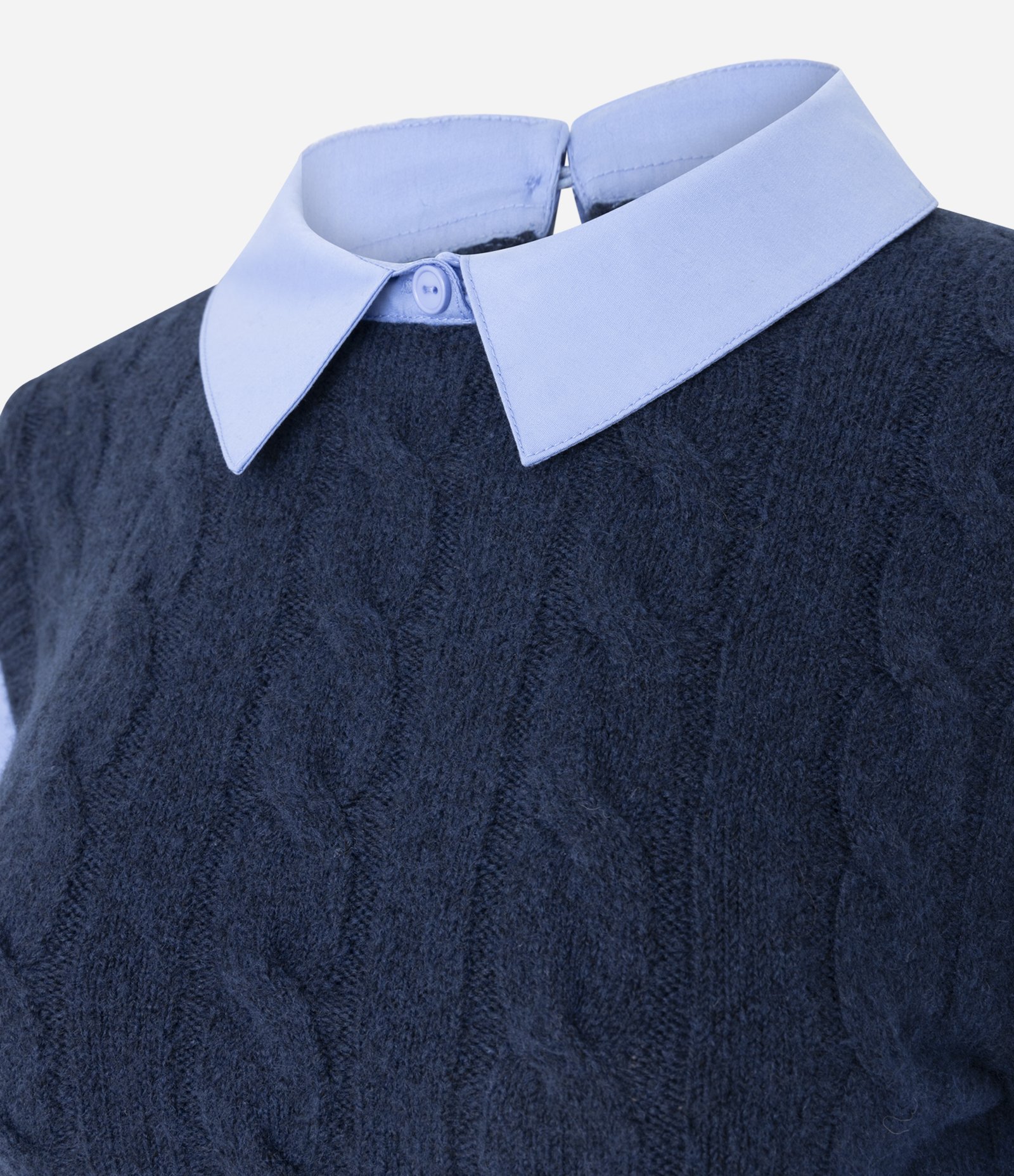 Camisa em Tricô com Efeito Sobreposição Azul 2