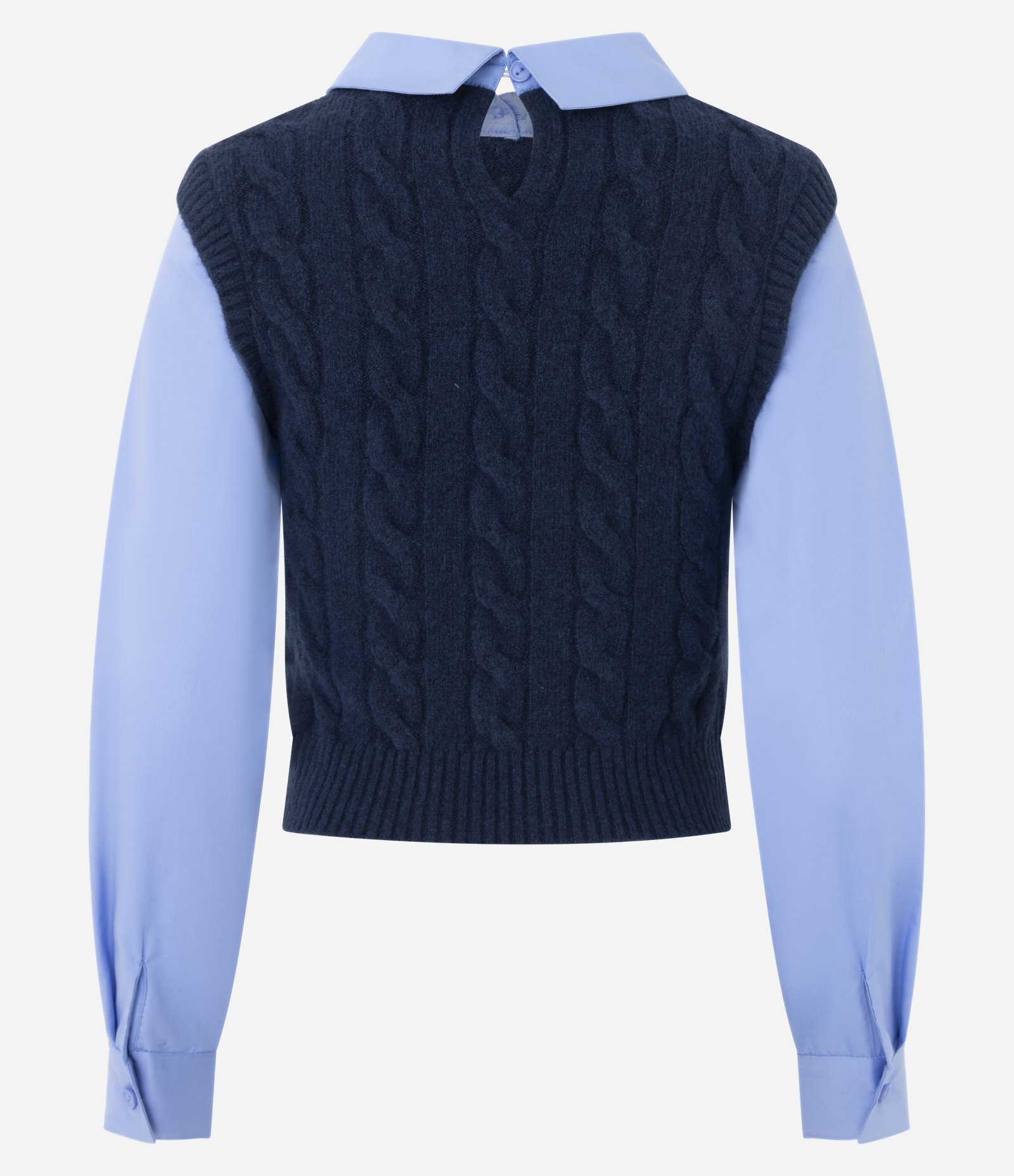 Camisa em Tricô com Efeito Sobreposição Azul 3