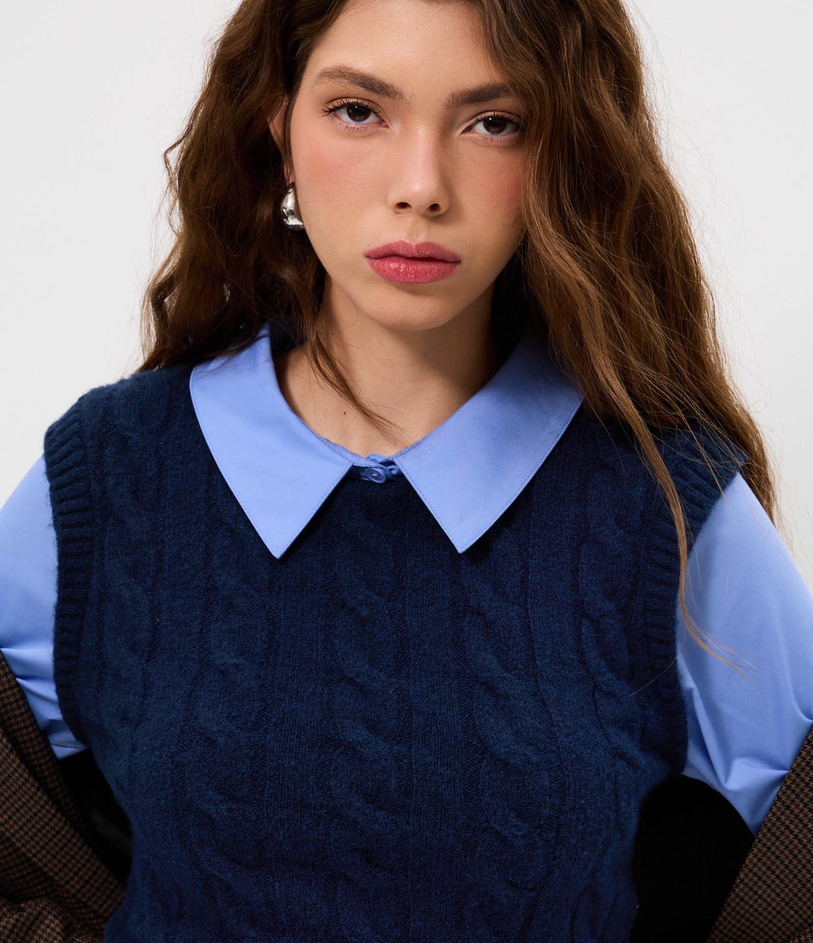 Camisa em Tricô com Efeito Sobreposição Azul 4