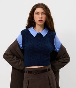 Camisa em Tricô com Efeito Sobreposição