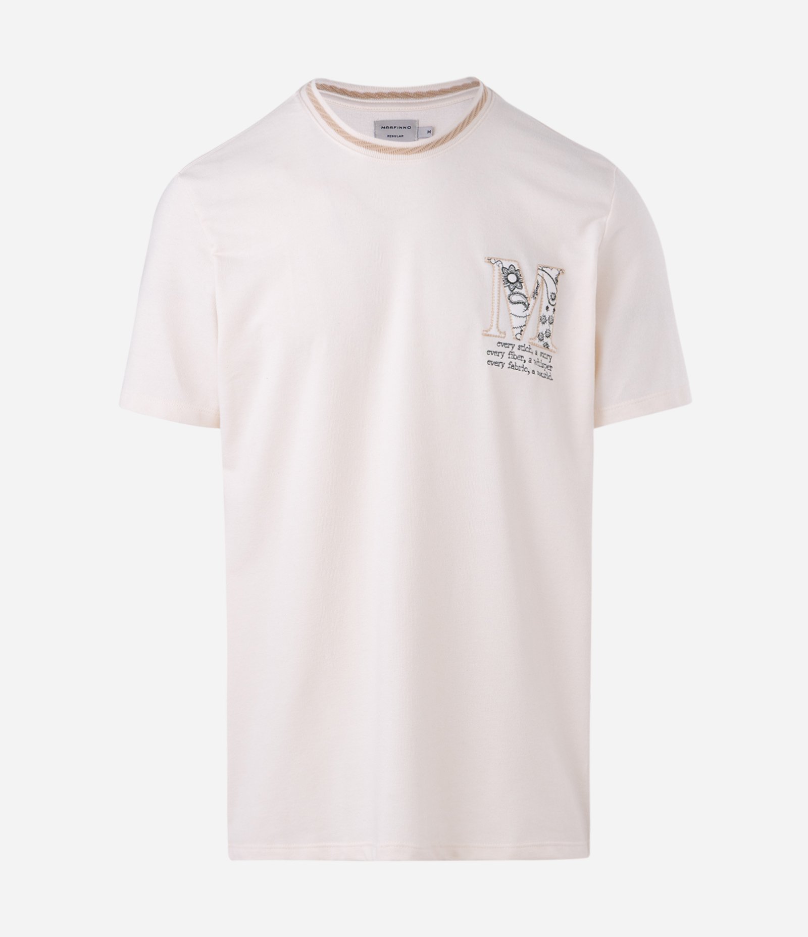Camiseta em Algodão Manga Curta com Lettering M Bordado Branco 5