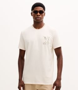 Camiseta em Algodão Manga Curta com Lettering M Bordado