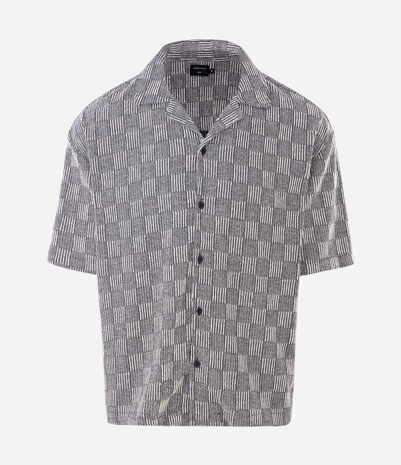 Camisa Boxy em Tecido Texturizado com Gola Bowling Cinza 4