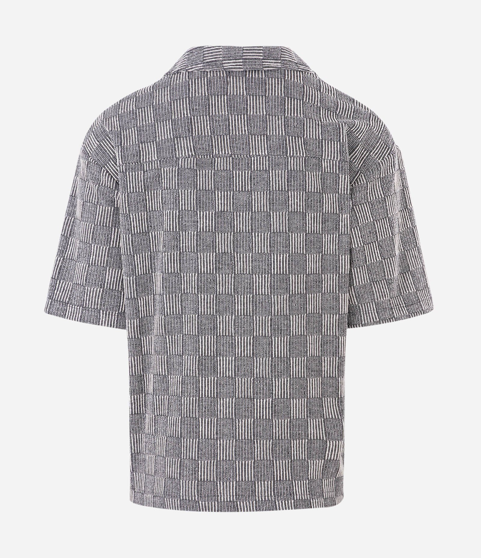 Camisa Boxy em Tecido Texturizado com Gola Bowling Cinza 5