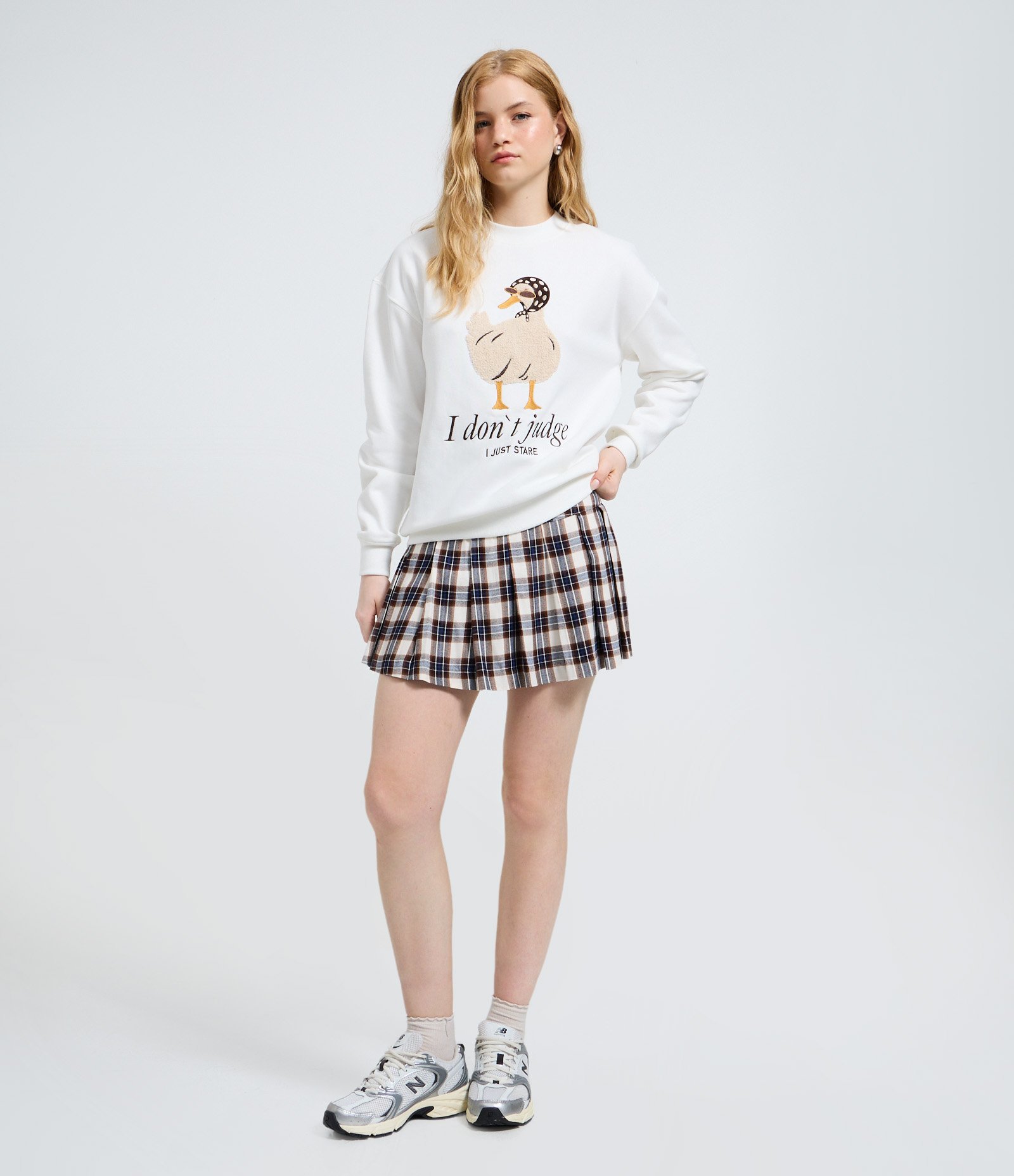 Saia Plissada em Flanela Xadrez Azul 1