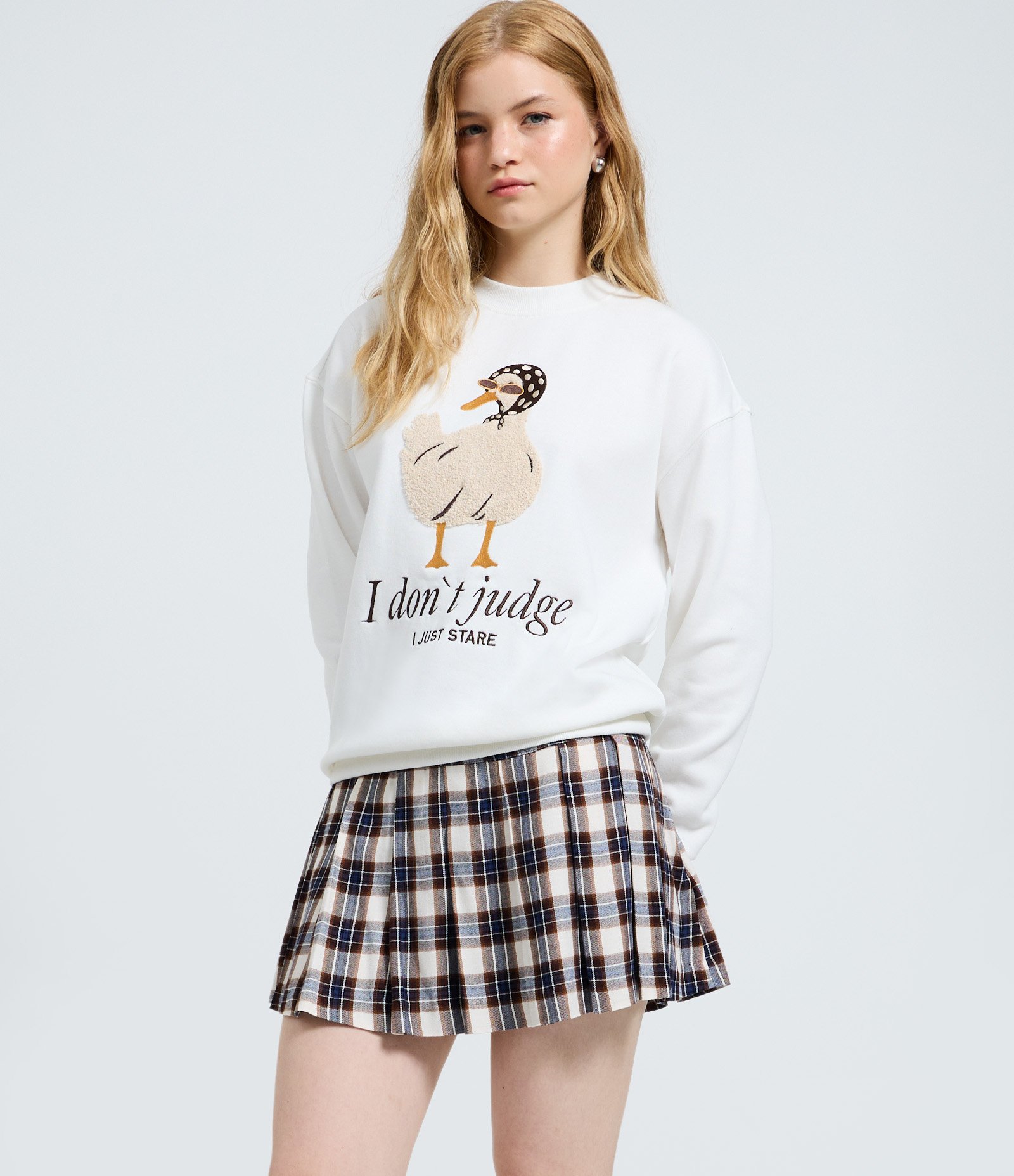 Saia Plissada em Flanela Xadrez Azul 2